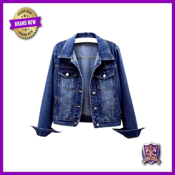 Jackets & Blazers - Classic Denim Jacket Button Front Cropped Fit Casual Chic Cowgirl Style